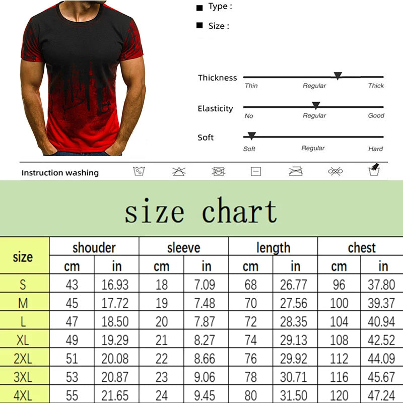 Hip-Hop Streetwear 3D Gradient T-Shirt for Men