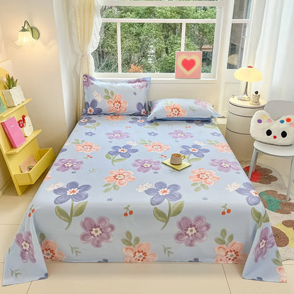 Cotton Bed Sheet Flower Series | Soft Cartoon Pattern Flat Sheet