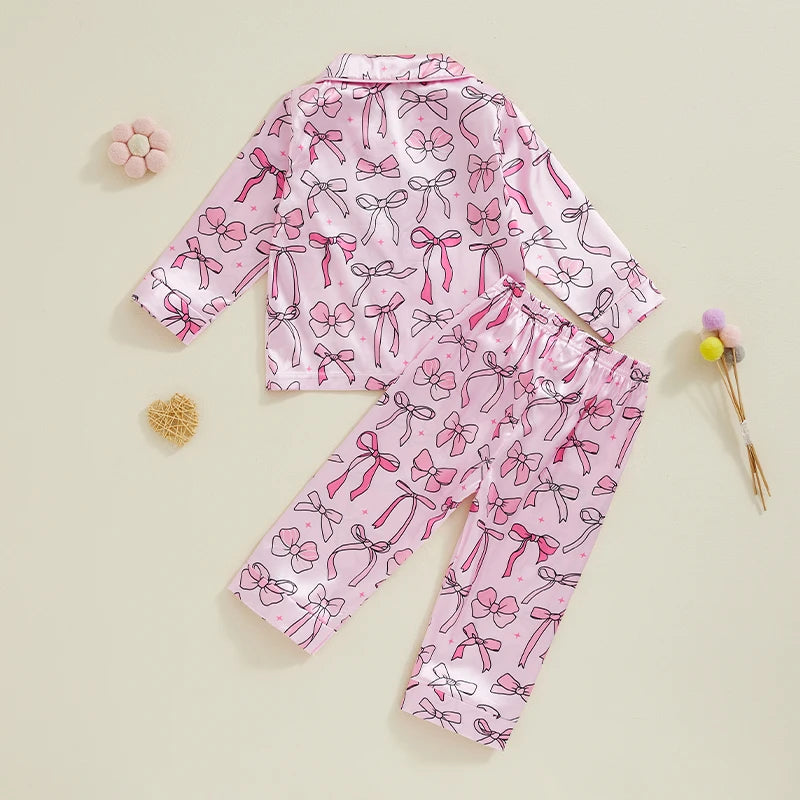 Kids Girls Satin Pajamas Set