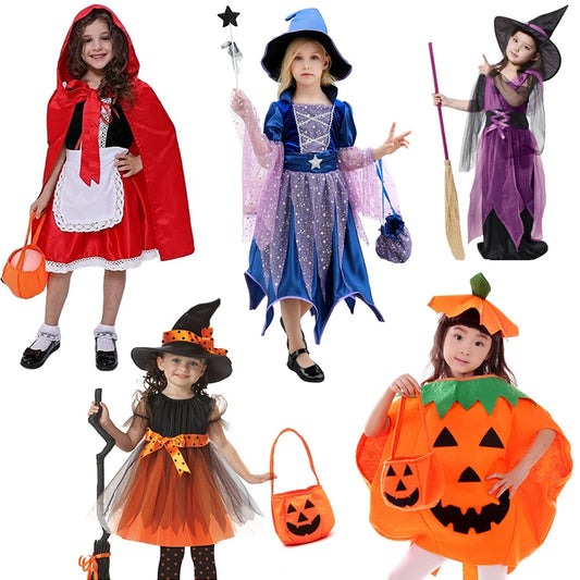 Baby Girls Halloween Witch Costume | Pumpkin Fancy Dress with Hat