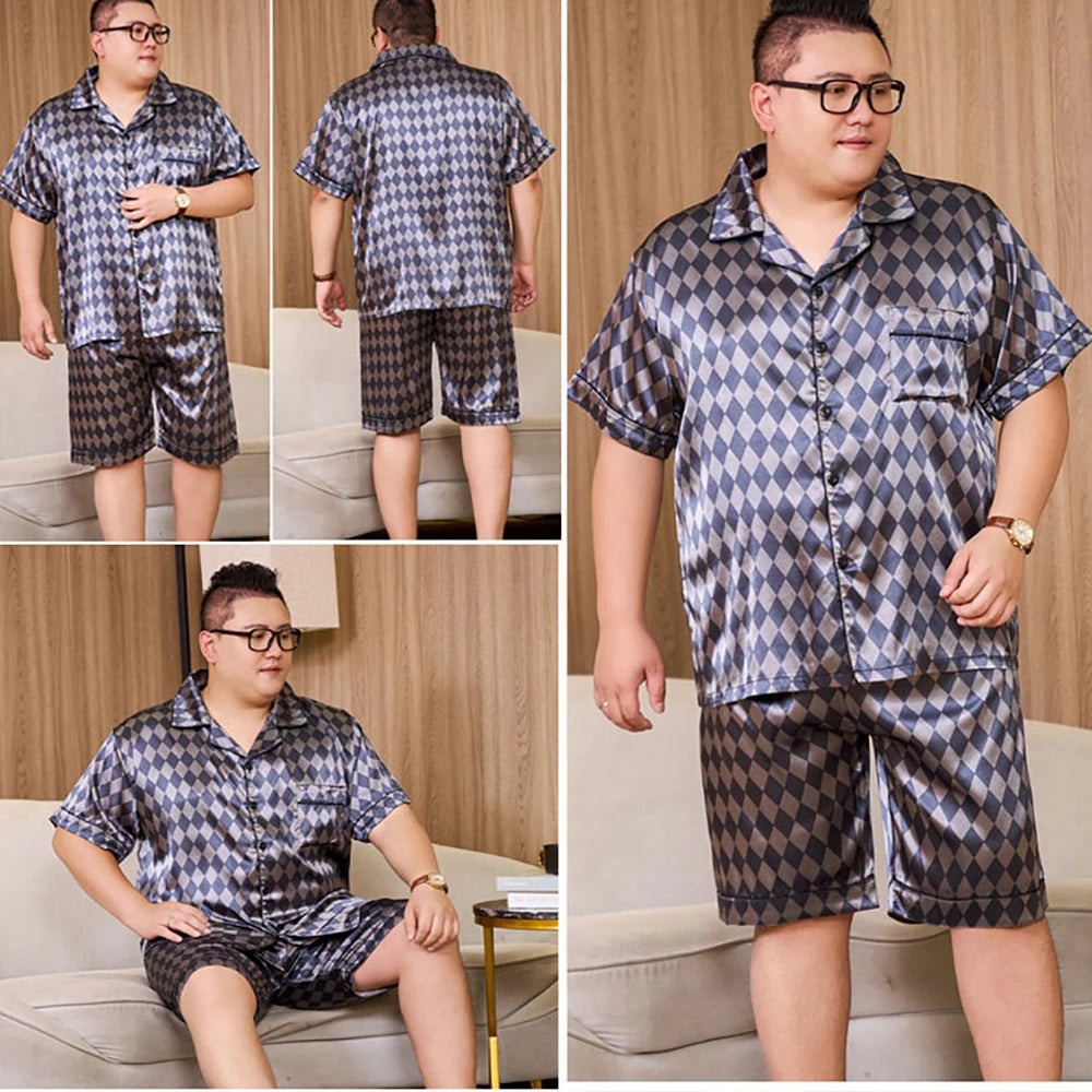 Big Size Men's Pajama Set – Ice Silk Breathable Sleepwear