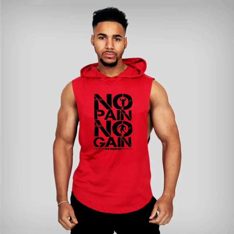 Men's Bodybuilding Hooded Tank Top | Cotton Sleeveless Fitness Vest