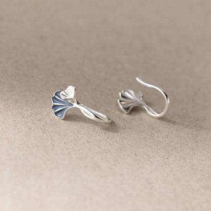 925 Sterling Silver Ginkgo Leaf Stud Earrings