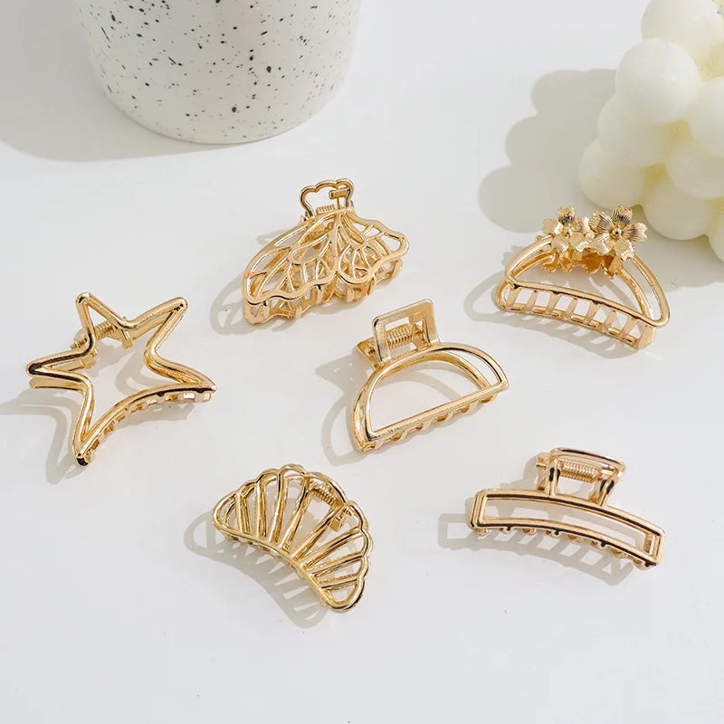 Fashion Hollow Heart Metal Hair Claw Clips