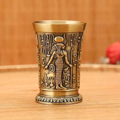 30ML Vintage Metal Egyptian Wine Glass – Pharaoh Tut Engraved Goblet