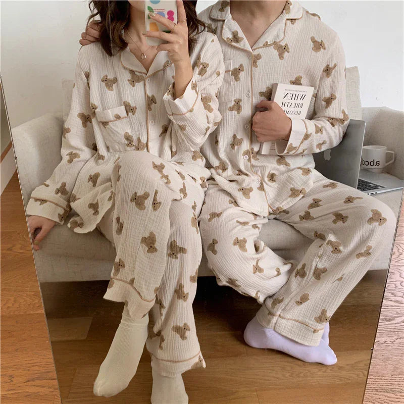 Cotton Autumn Pajamas Set | Couples Sleepwear