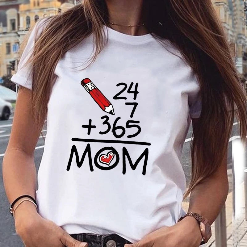 Funny Math Equation MOM Print T-Shirt