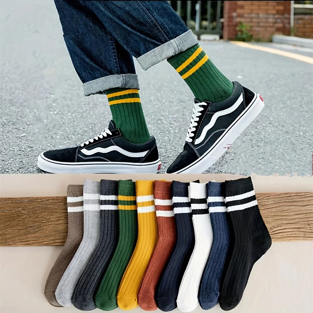 5 Pairs of Men's Sports Trend Socks – Comfortable Crew