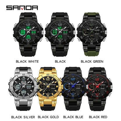 Sanda 6167 Dual Screen LED Digital Watch: Waterproof Multifunctional Sports Timepiece