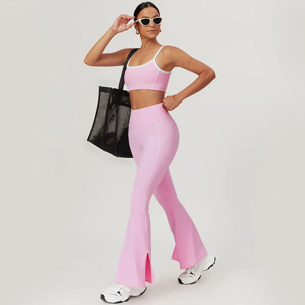 Yoga Set for Women – Sport Bra and High Waist Flare Leggings