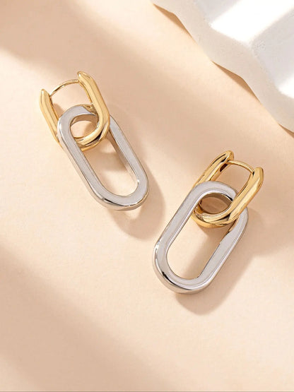 Gold Color Stainless Steel Square Hoop Earrings