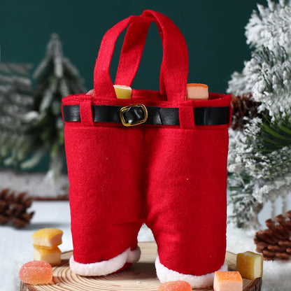 Christmas Non-Woven Elf Pants Candy Bag - Portable Holiday Decoration