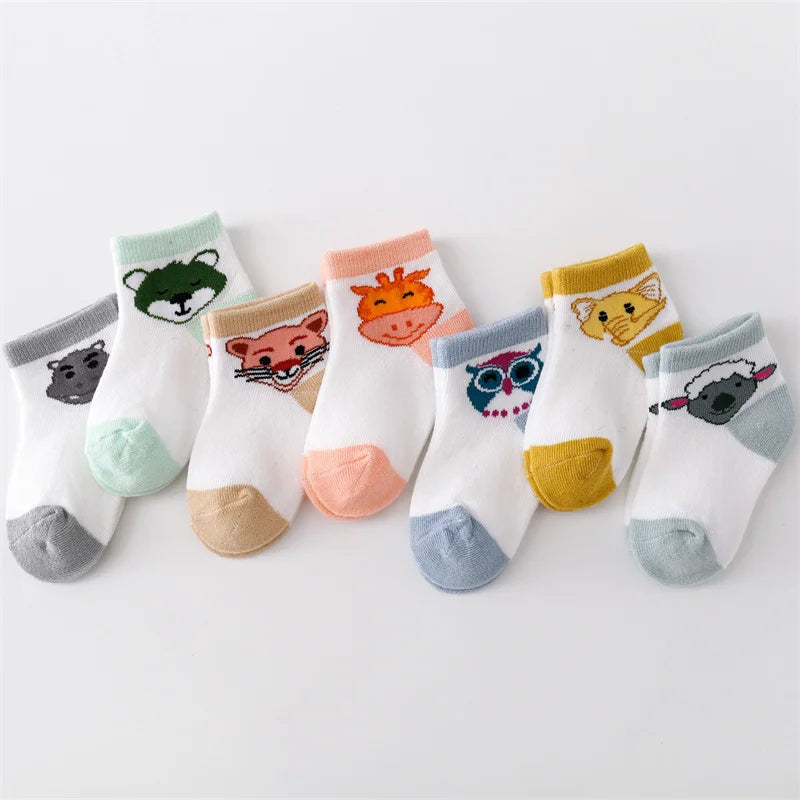 7 Pairs Mesh Thin Cotton Cartoon Infant Sock