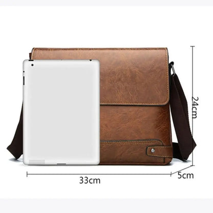 PU Leather Men's Business Briefcase - Retro Laptop Shoulder Bag