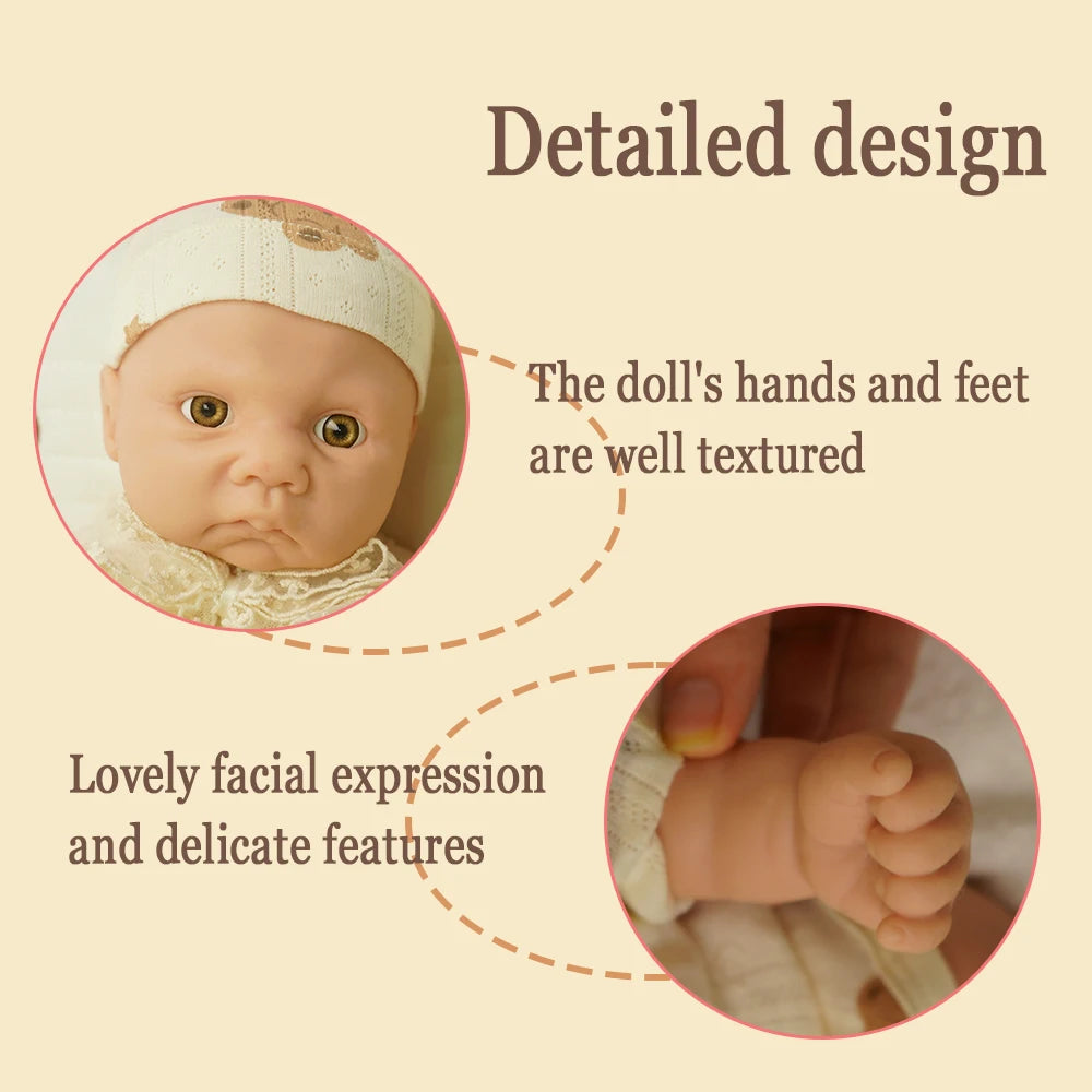 39cm All-Silicone Reborn Boy Doll with Dress-Up Design