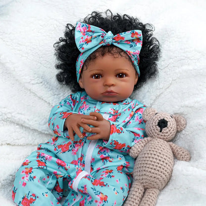 18-Inch Lifelike Black Reborn Girl Doll with Clothes & Toy