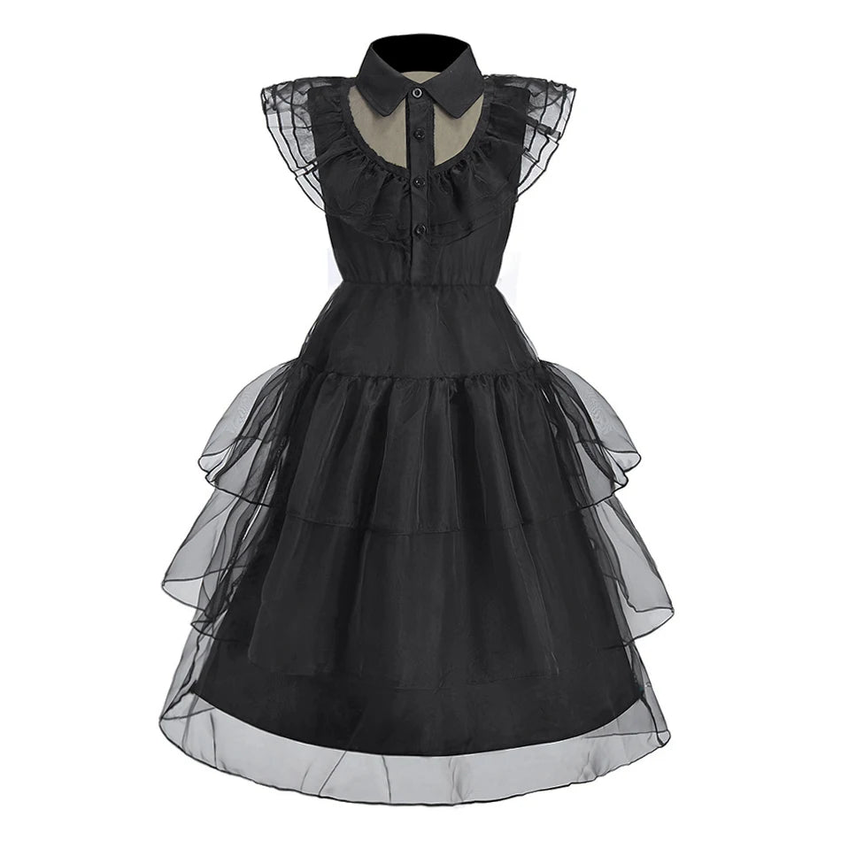 Girls Gothic Wednesday Addams Cosplay Dress - Multiple Styles