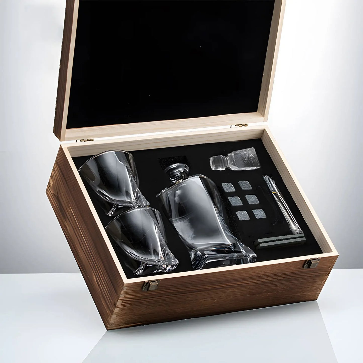 Whiskey Decanter Set with Glasses - 3-Piece Bourbon Gift Set