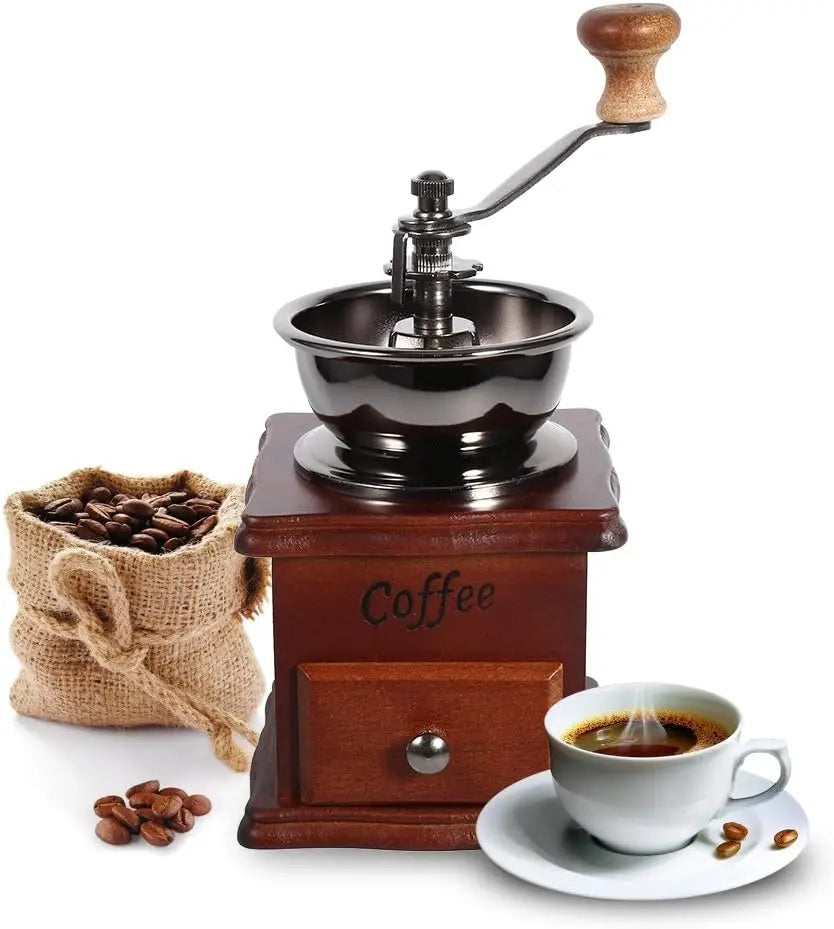 Vintage Manual Coffee Grinder – Portable Hand Coffee Bean Grinder for Home & Office