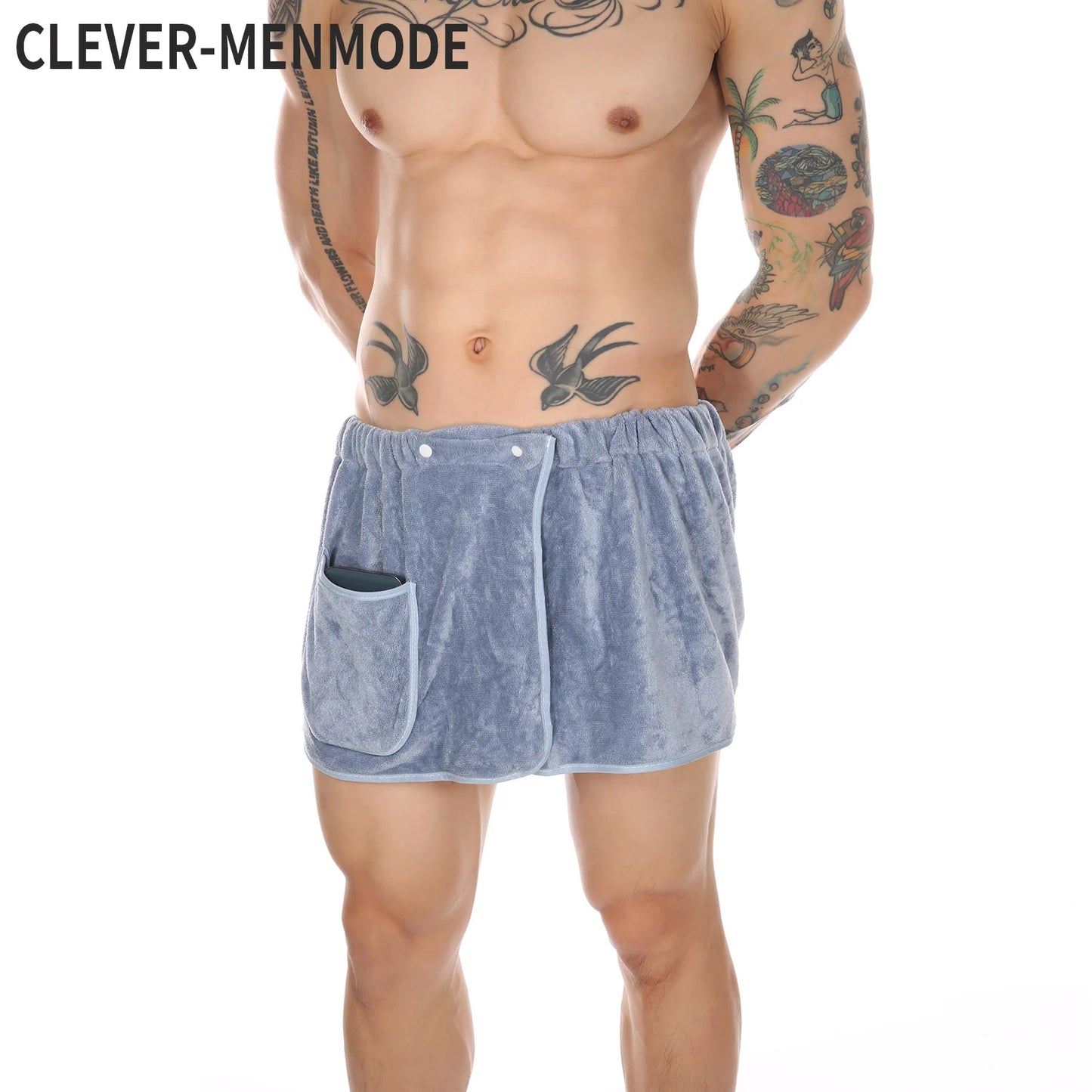 CLEVER-MENMODE Wearable Towel Pants - Fluffy Pajamas & Sauna Nightwear