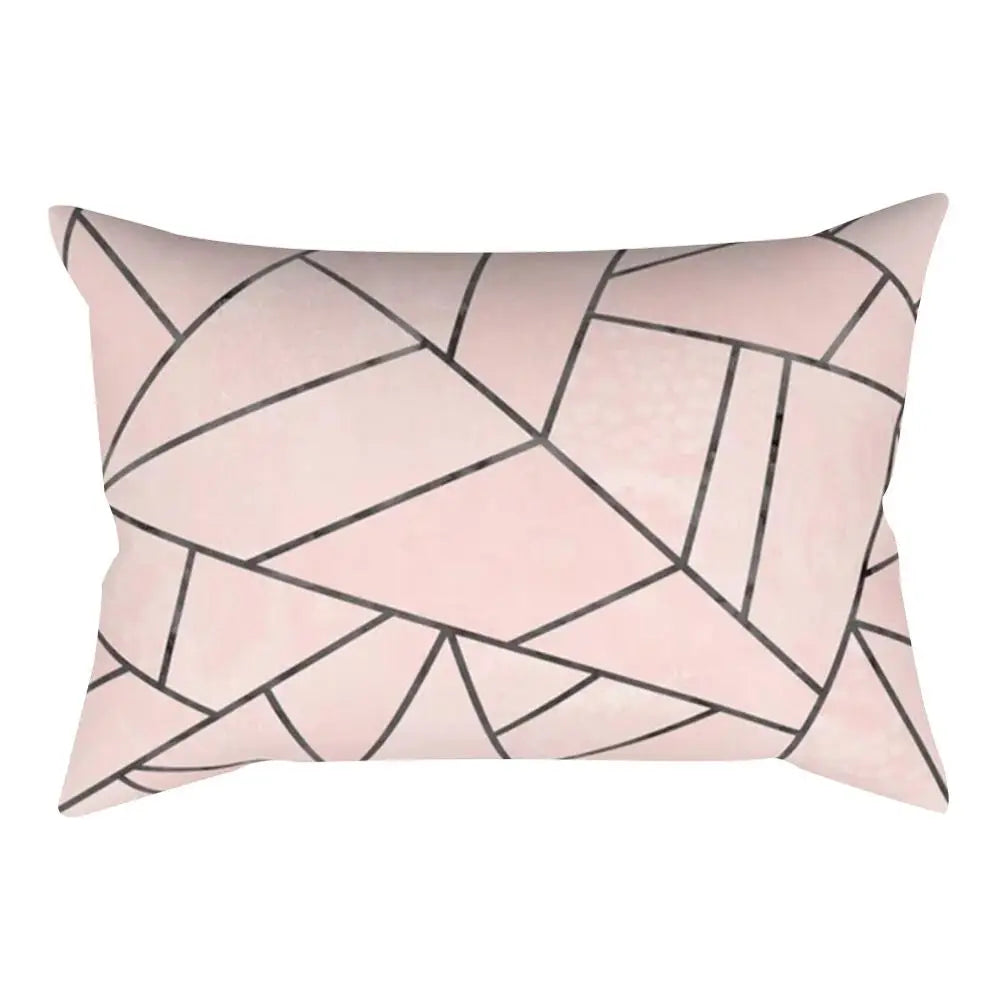 Pink Geometry Stripe Decorative Pillow Case – 30x50cm Rectangle