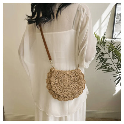 Handmade Hollow Woven Shoulder Bag - Summer Crochet Crossbody Bag