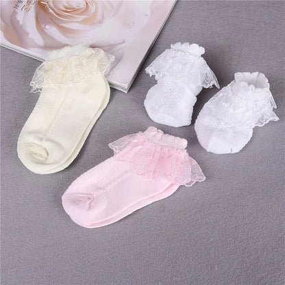 Breathable Cotton Lace Ruffle Princess Mesh Floor Sock