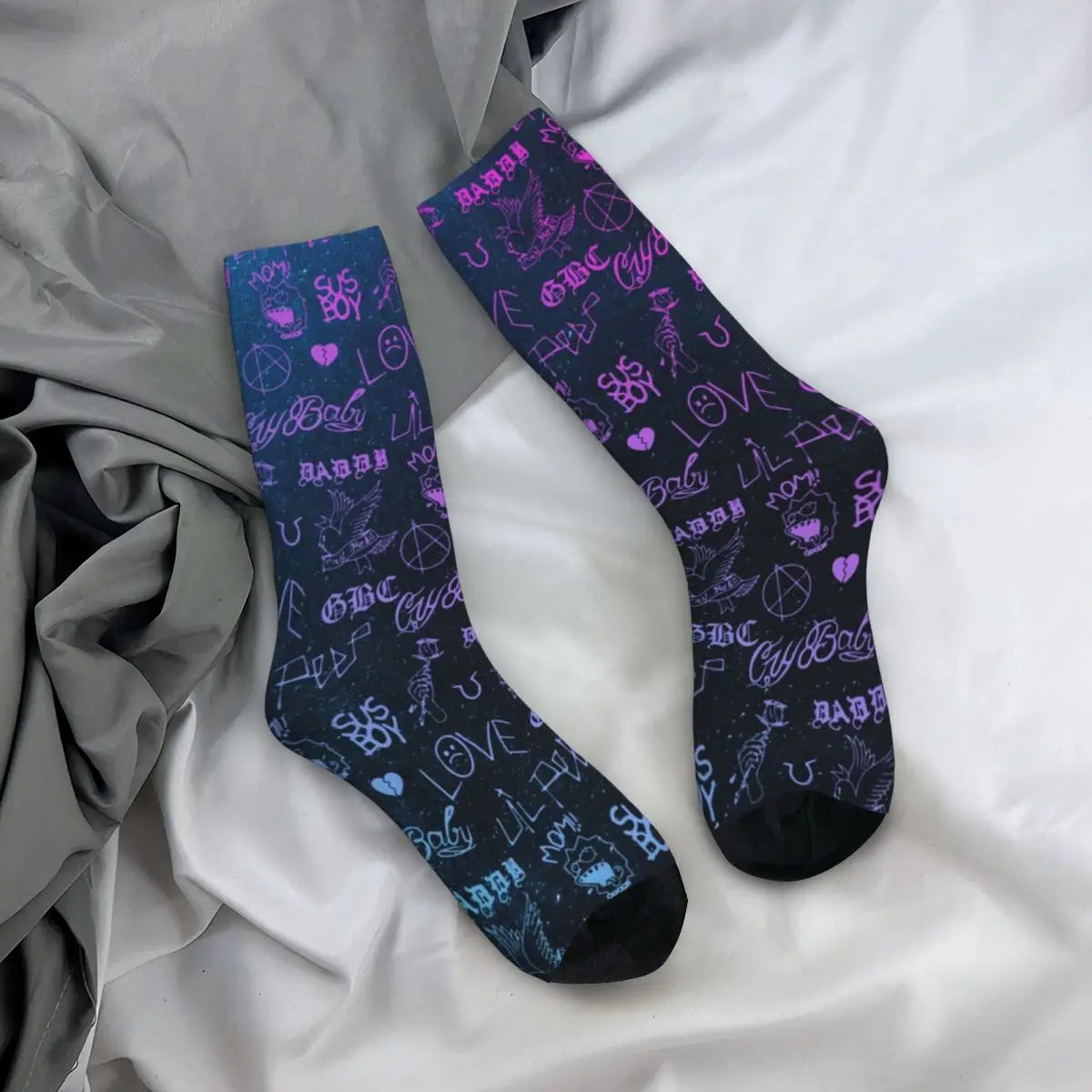 Winter Warm Neon Lil Peep Tattoo Socks