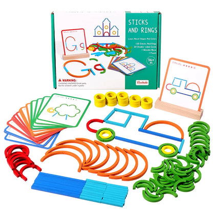 Wooden Sticks and Rings Puzzle – Montessori Educational Toy