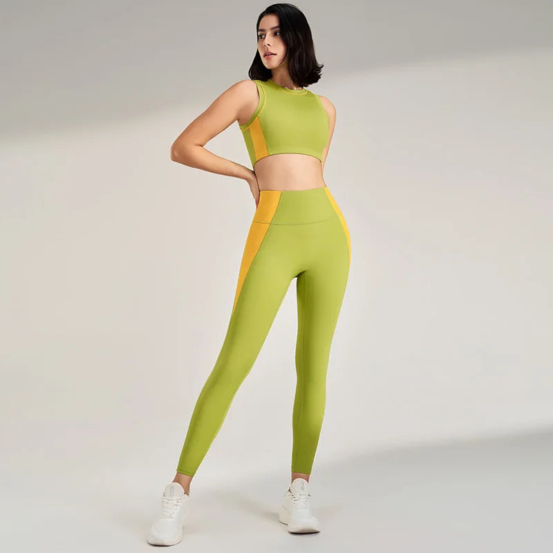 Women's Color-Clashing Quick-Drying Yoga Suit | Breathable Gym Training Outfit