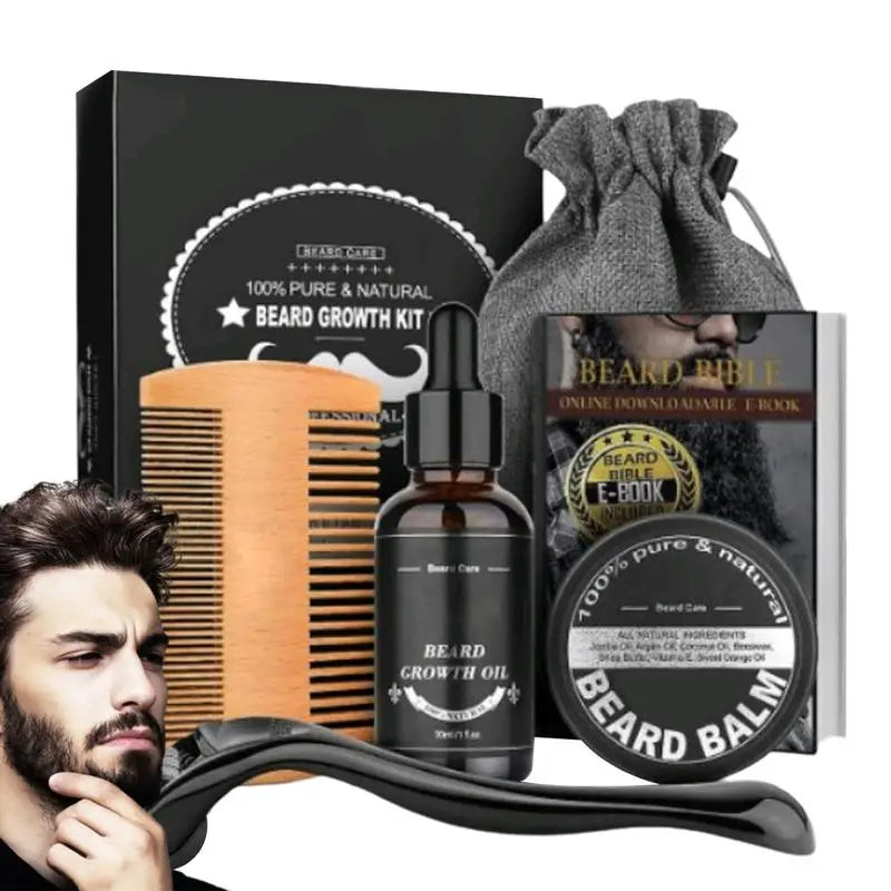 5 PCS Beard Growth Kit for Men– Essentials for Nourishment