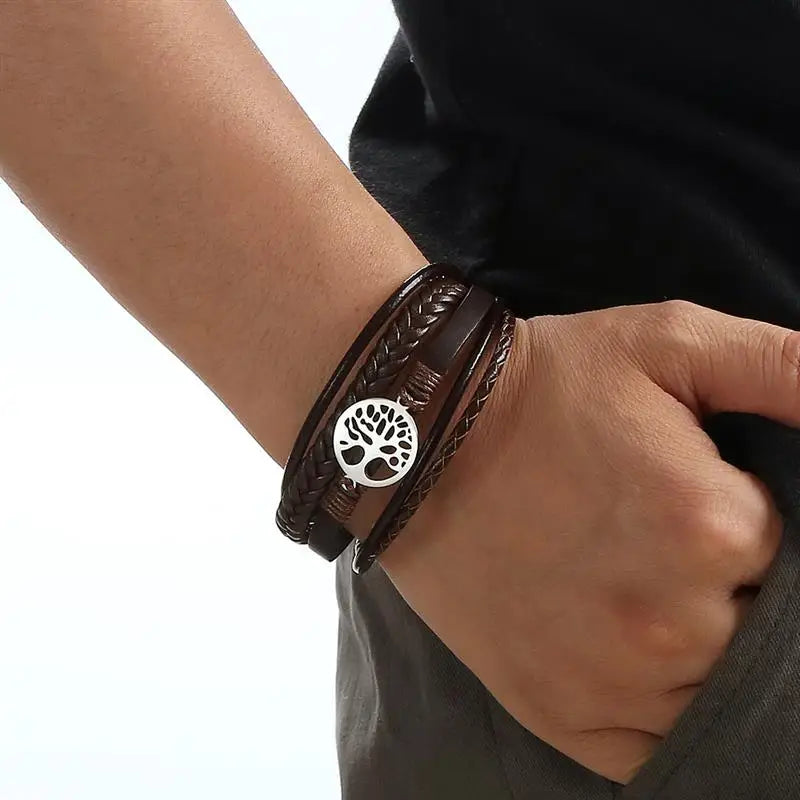 Hot Fashion Tree of Life Leather Bracelet FOR Men