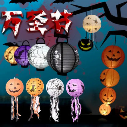 Halloween Paper Lanterns Pumpkin Spider Bat Skeleton Decoration