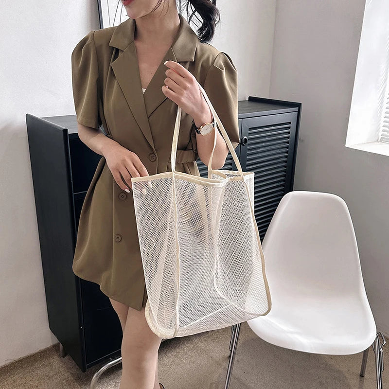 Women's Transparent Mesh Shopping Tote