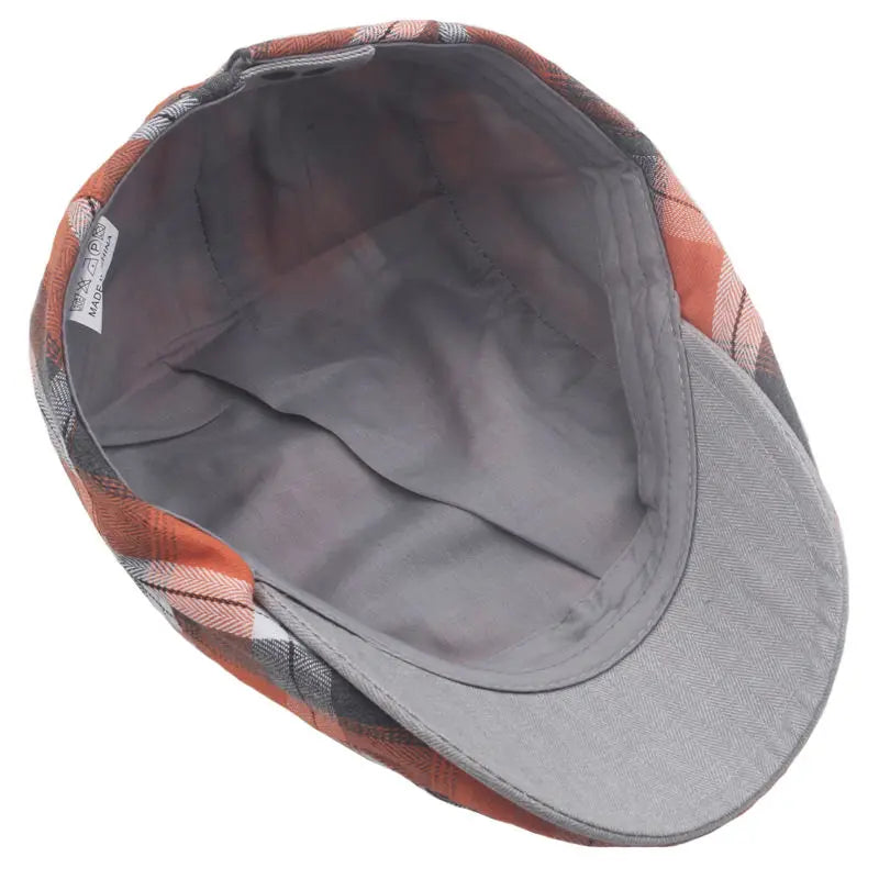 Cotton Striped Print Newsboy Cap