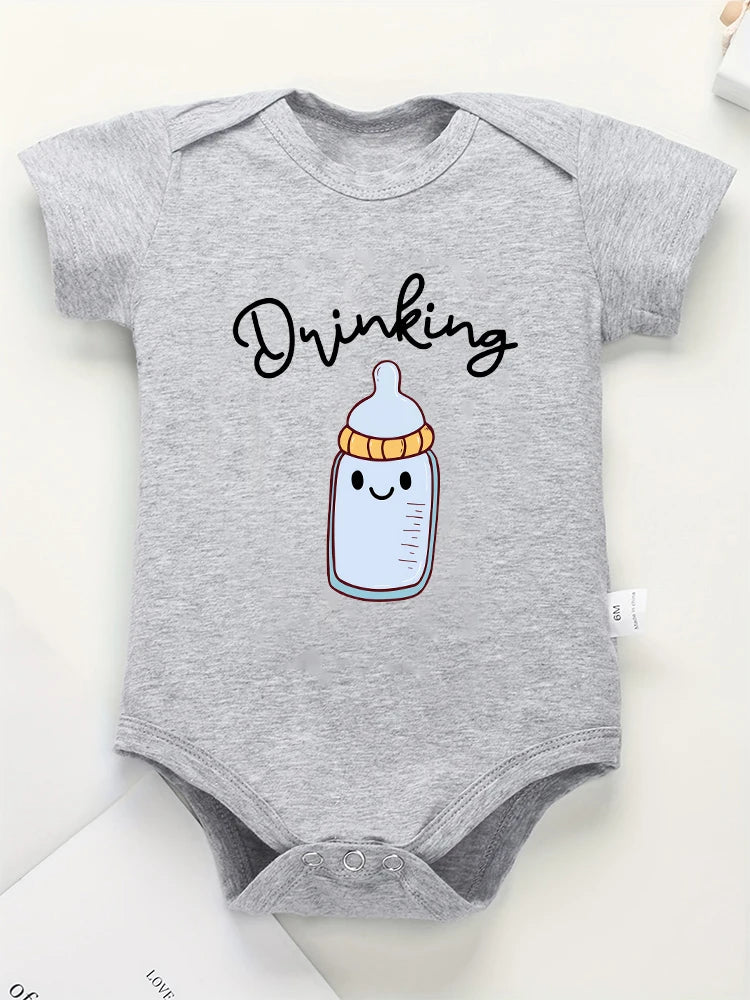 Funny Twin Baby Onesies – Comfy Summer Cotton Pajamas for Newborns