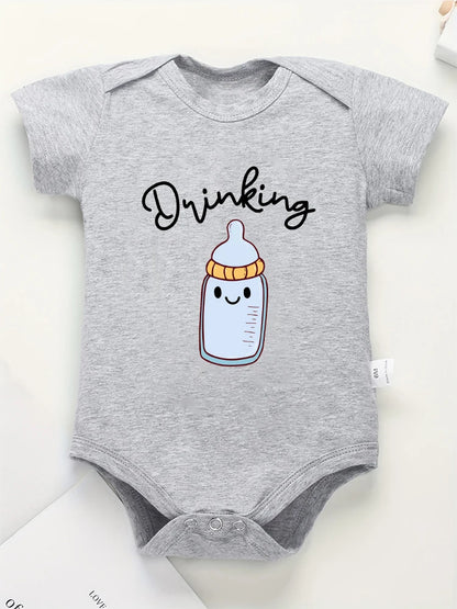 Funny Twin Baby Onesies – Comfy Summer Cotton Pajamas for Newborns