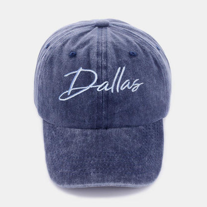 Zenana Washed DALLAS Embroidered Baseball Cap