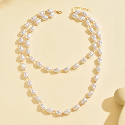 Elegant Double-Layer Pearl Necklace Set for Young Women