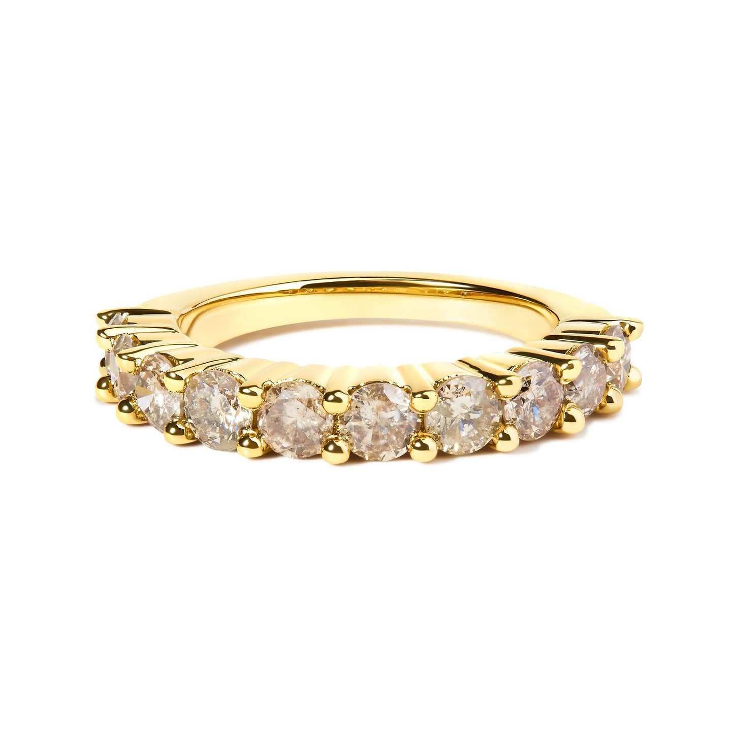 14K Yellow Gold-Plated Sterling Silver 2.0 Cttw Diamond Anniversary Band