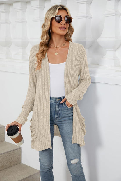 Women's lightweight cardigan, fashionable and casual, oversized long sleeved cardigan sweater, loose dress, autumn holiday top