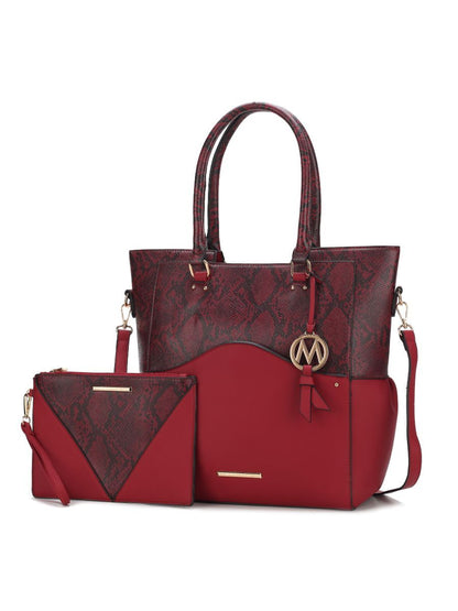 MKF Collection Iris Snake Embossed Vegan Leather Tote & Wristlet