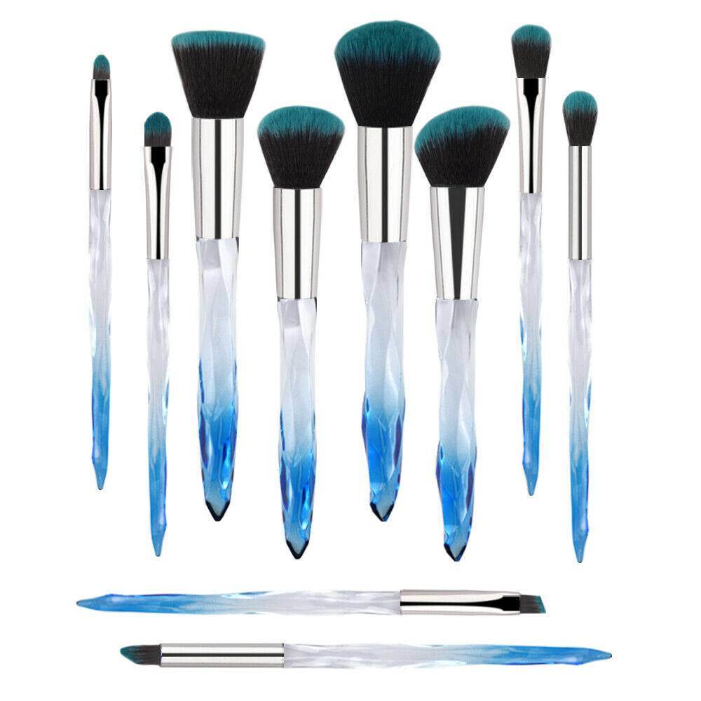 10pcs Professional Makeup Brush with Crystal Handle Foundation Brush