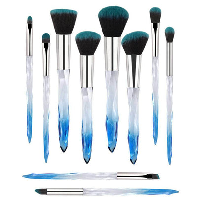 10pcs Professional Makeup Brush with Crystal Handle Foundation Brush