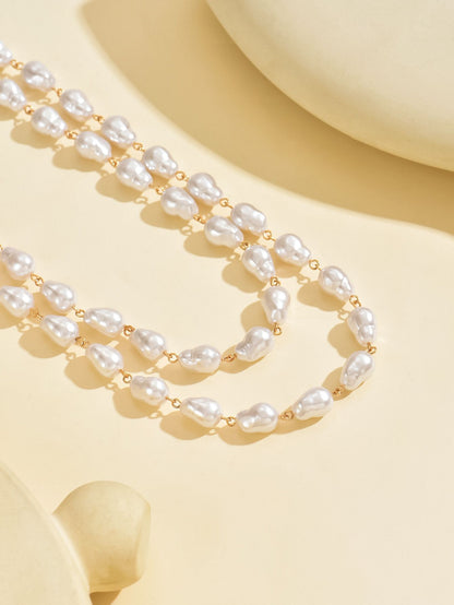 Elegant Double-Layer Pearl Necklace Set for Young Women