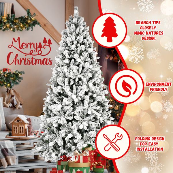 7.5FT Mixed PE/PVC Christmas Tree with LED Lights & Easy Power