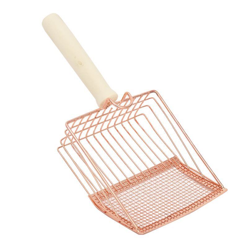 Cat metal litter scoops filter small feces Litter filters Oversized dog litter scoops can cope with different sizes of feces small and large holes The new design of litter scoops Wooden handles