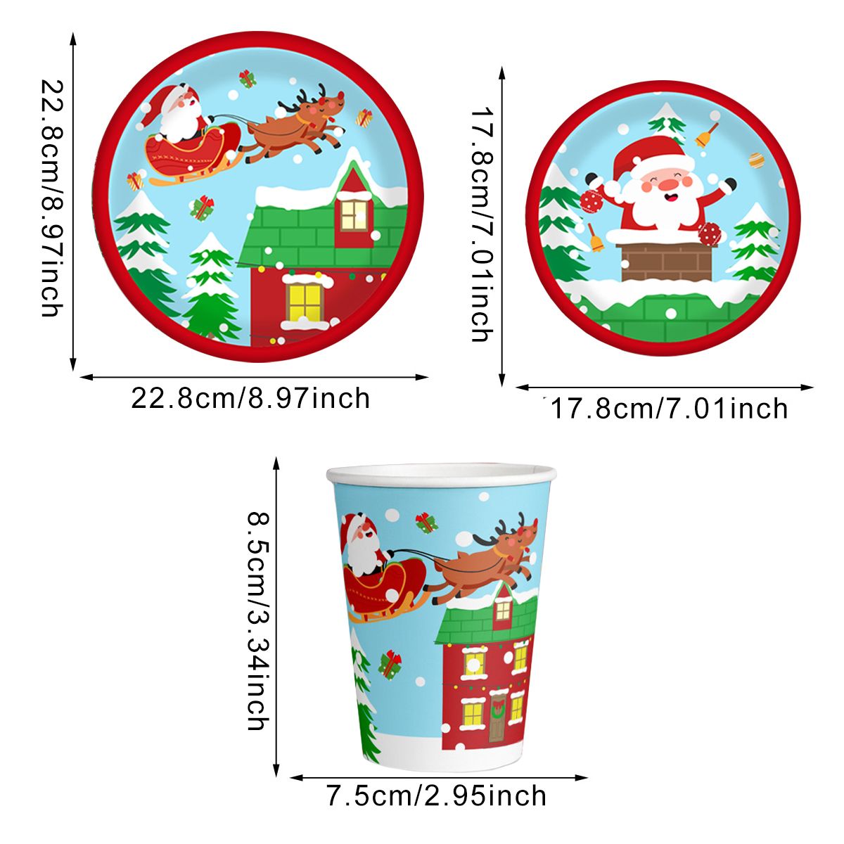 30Pcs Christmas Party Tableware Set - Elk Claus Paper Plates & Cups