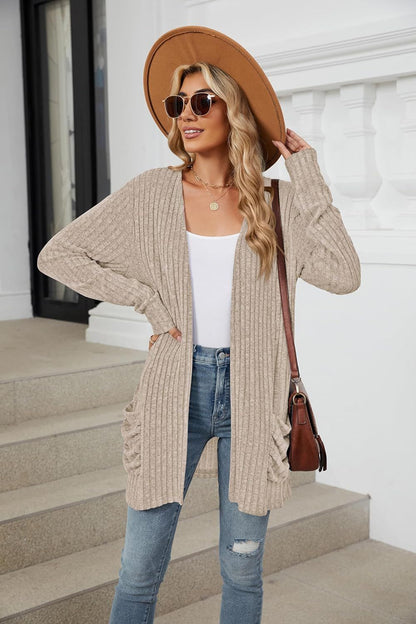 Women's lightweight cardigan, fashionable and casual, oversized long sleeved cardigan sweater, loose dress, autumn holiday top