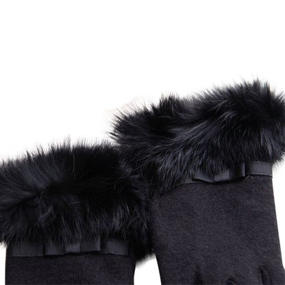 Cashmere Gloves with Faux Fur Trim & Touchscreen Technology for Winter